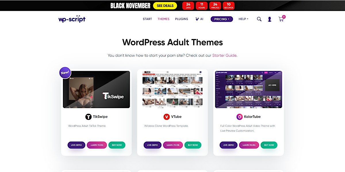Main page of (WordPress Adult Themes) by WPScript