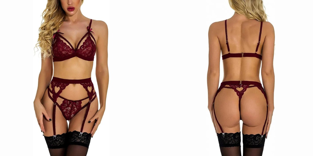 Women's lingerie set with garter belt (RSLOVE) - Sexy women's underwear